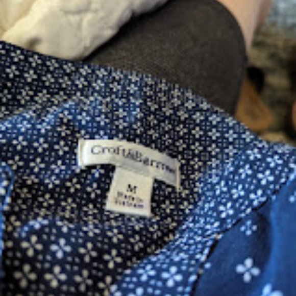 Dark Blue with White Pattern Shirt - 3/4 sleeves - Picture 4 of 6